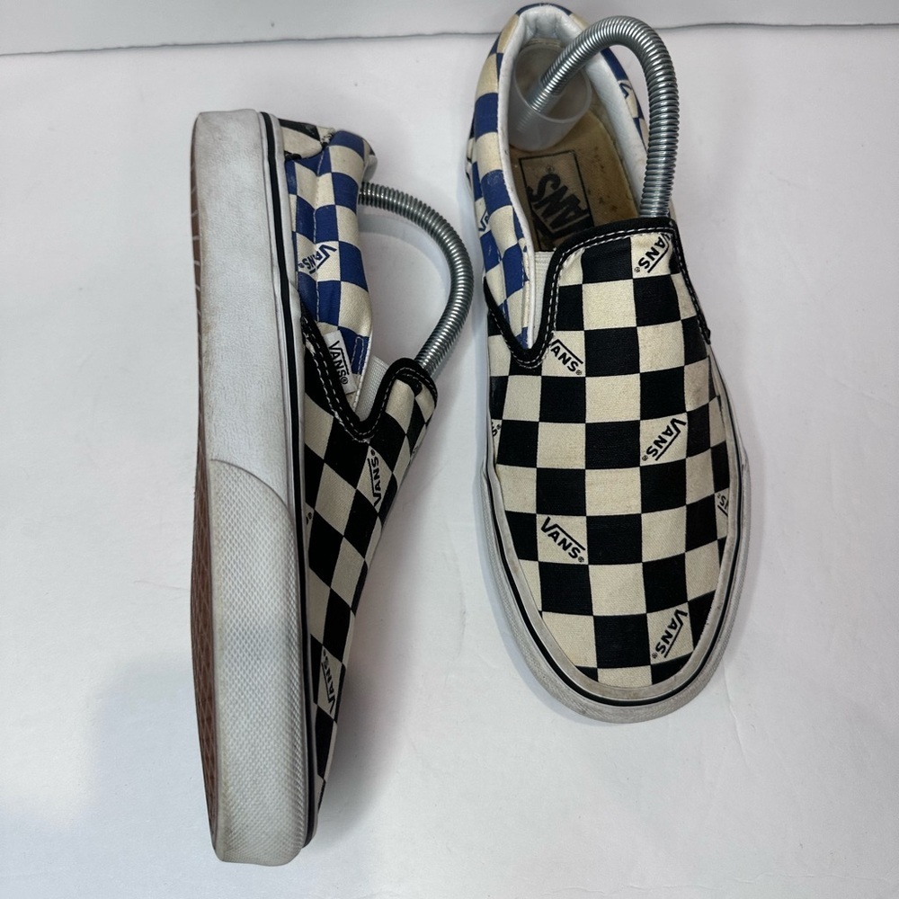 UsedVans Black and White Checkerboard Slip-On Sneakers - Picture 7 of 8